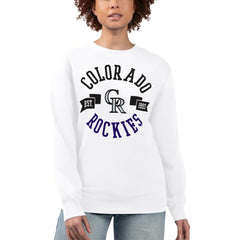 Colorado Rockies G-III 4Her by Carl Banks Women's Team Logo Fleece Pullover Sweatshirt - White - MLB Lifestyle