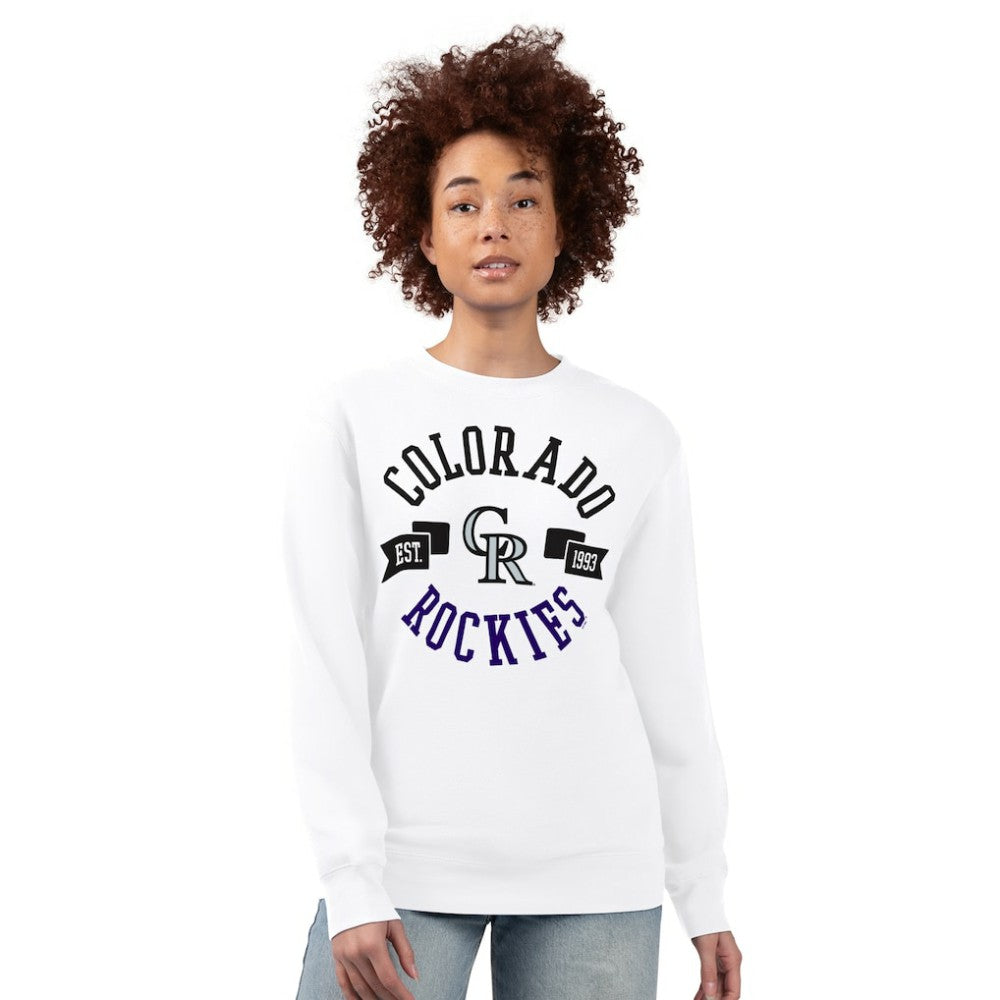Colorado Rockies G-III 4Her by Carl Banks Women's Team Logo Fleece Pullover Sweatshirt - White - MLB Lifestyle