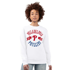 Philadelphia Phillies G-III 4Her by Carl Banks Women's Team Logo Fleece Pullover Sweatshirt - White - MLB Sale