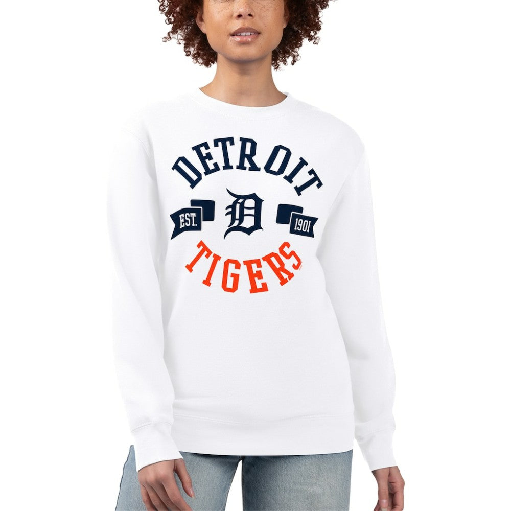 Detroit Tigers G-III 4Her by Carl Banks Women's Team Logo Fleece Pullover Sweatshirt - White - MLB Sale