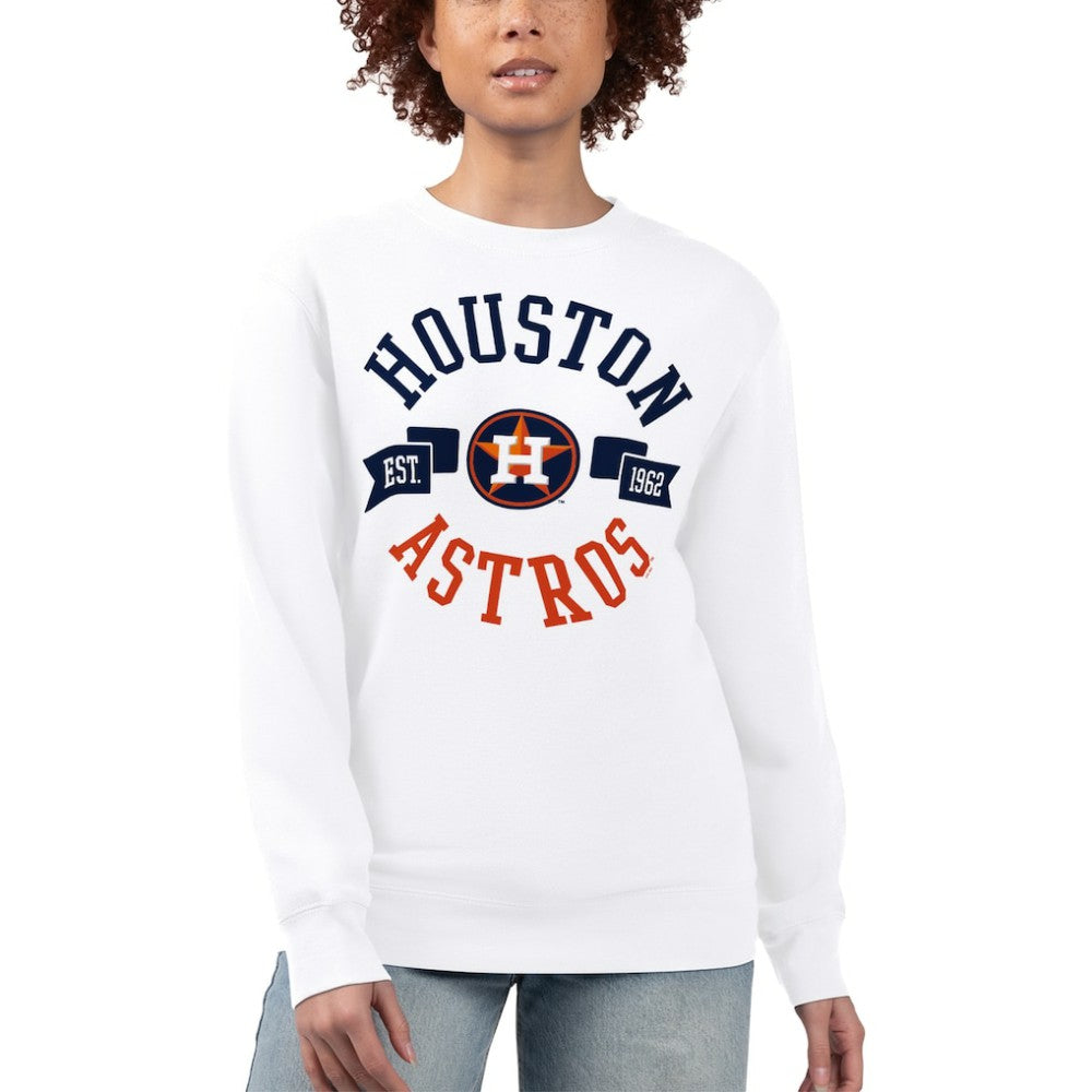 Houston Astros G-III 4Her by Carl Banks Women's Team Logo Fleece Pullover Sweatshirt - White - MLB on Sale