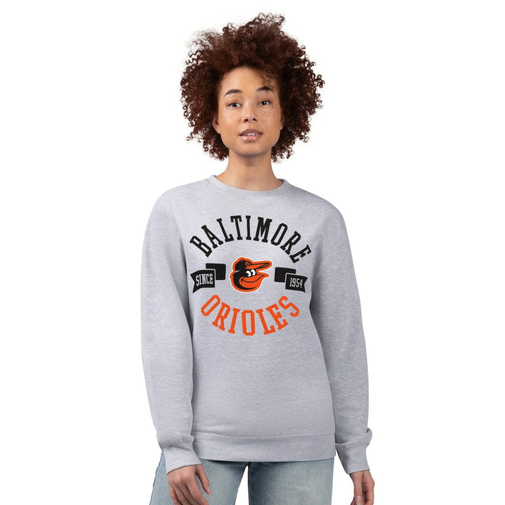 Baltimore Orioles G-III 4Her by Carl Banks Women's Team Logo Fleece Pullover Sweatshirt - Heather Gray - MLB Discount