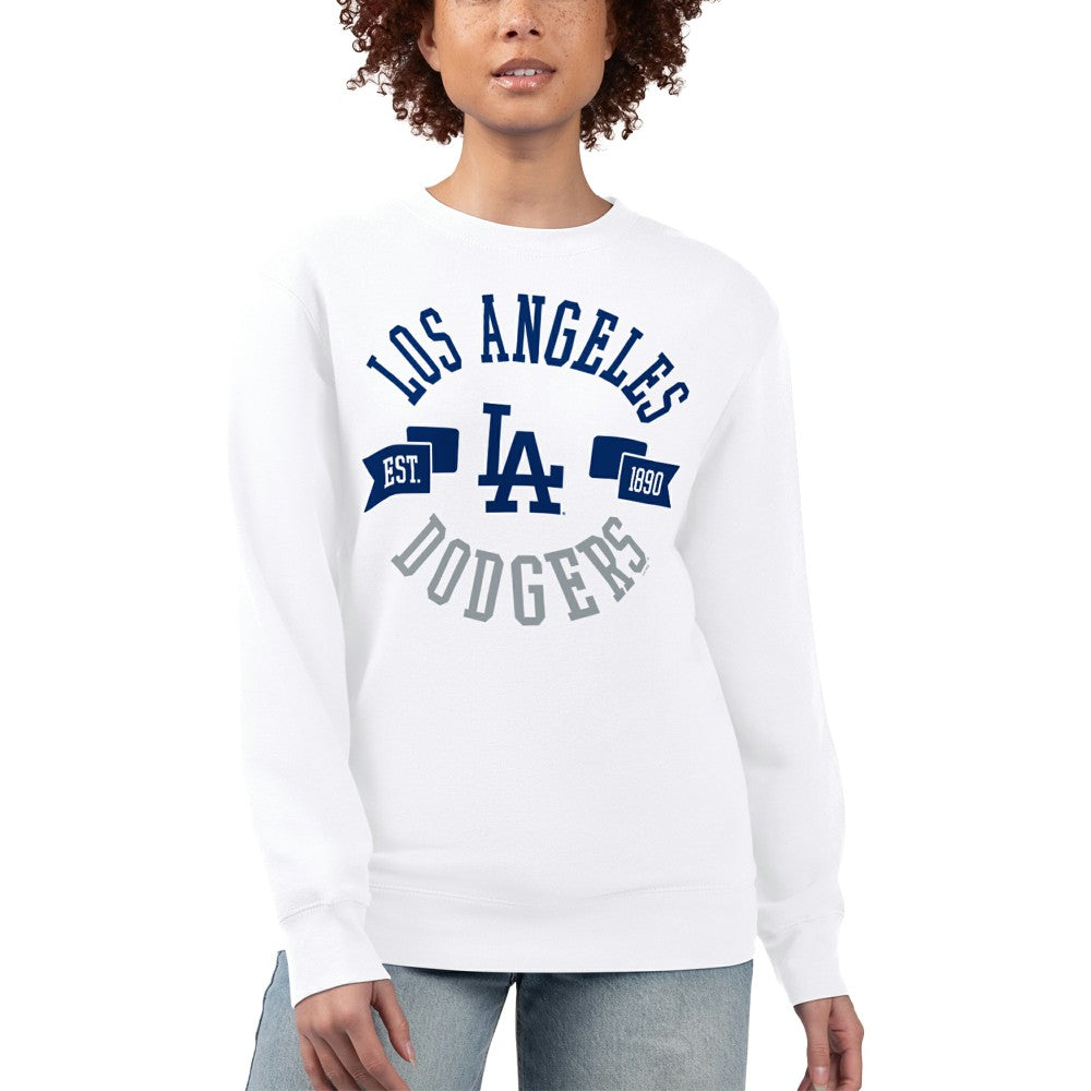 Los Angeles Dodgers G-III 4Her by Carl Banks Women's Team Logo Fleece Pullover Sweatshirt - White - MLB Sale