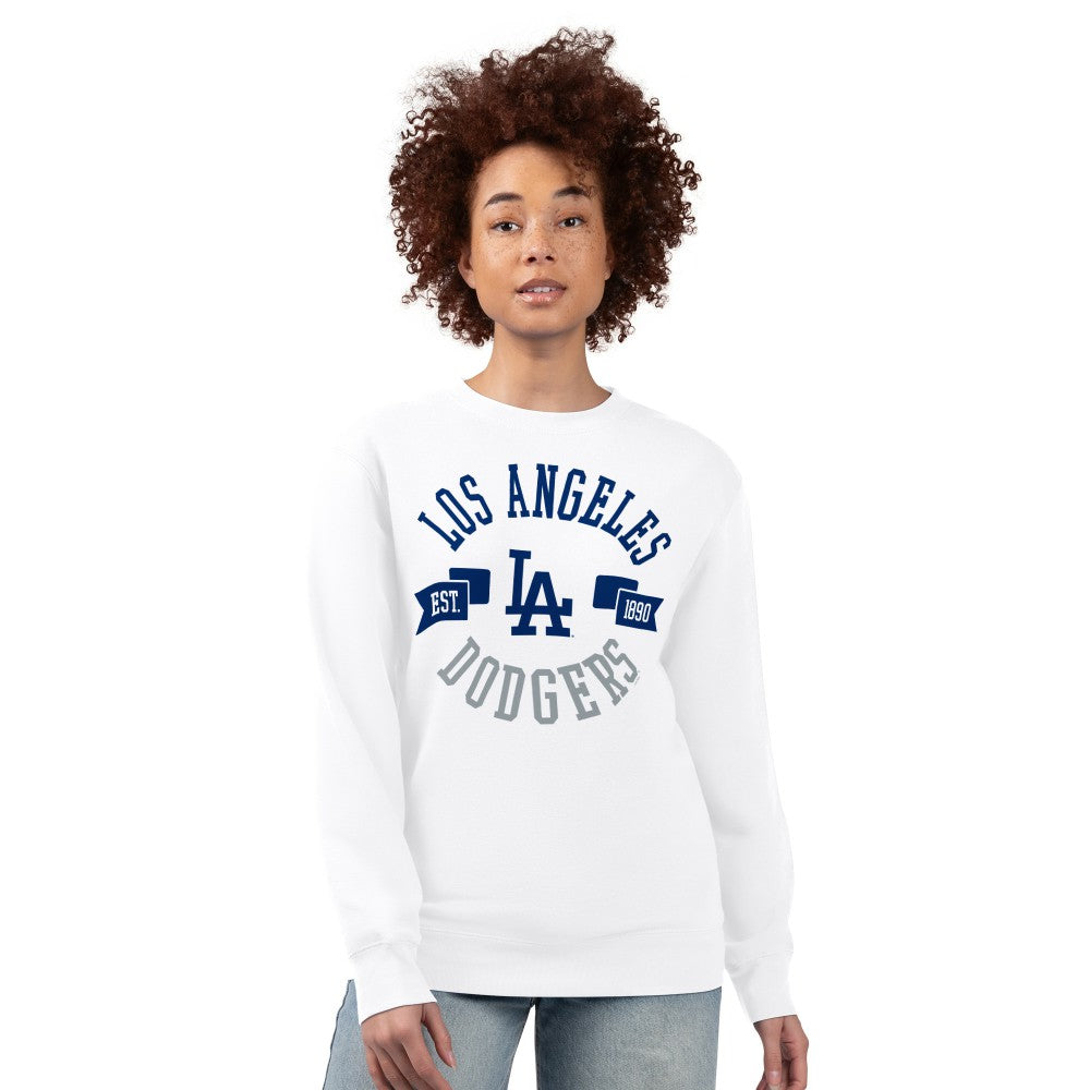 Los Angeles Dodgers G-III 4Her by Carl Banks Women's Team Logo Fleece Pullover Sweatshirt - White - MLB Sale