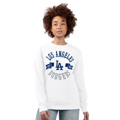 Los Angeles Dodgers G-III 4Her by Carl Banks Women's Team Logo Fleece Pullover Sweatshirt - White - MLB Sale