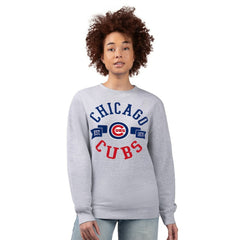 Chicago Cubs G-III 4Her by Carl Banks Women's Team Logo Fleece Pullover Sweatshirt - Heather Gray - MLB on Sale