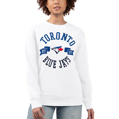 Toronto Blue Jays G-III 4Her by Carl Banks Women's Team Logo Fleece Pullover Sweatshirt - White - MLB Discount