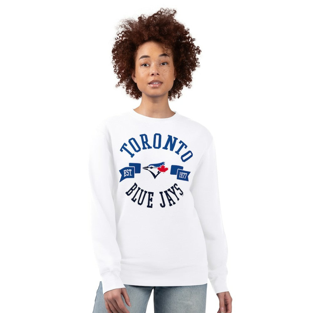 Toronto Blue Jays G-III 4Her by Carl Banks Women's Team Logo Fleece Pullover Sweatshirt - White - MLB Discount