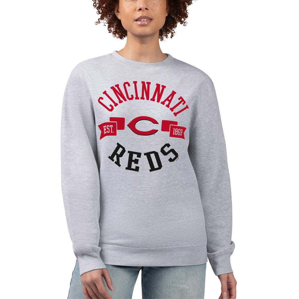 Cincinnati Reds G-III 4Her by Carl Banks Women's Team Logo Fleece Pullover Sweatshirt - Heather Gray - MLB Online