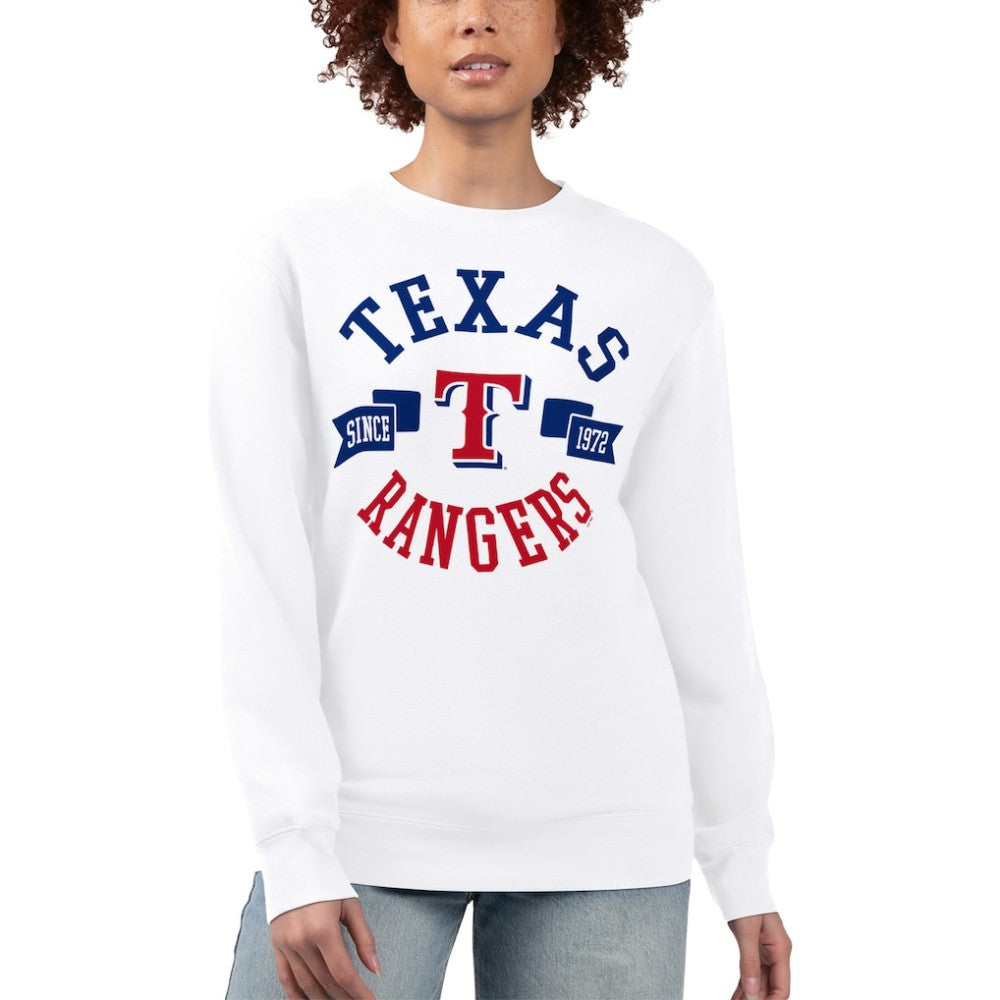 Texas Rangers G-III 4Her by Carl Banks Women's Team Logo Fleece Pullover Sweatshirt - White - MLB Discount