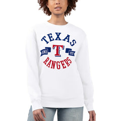 Texas Rangers G-III 4Her by Carl Banks Women's Team Logo Fleece Pullover Sweatshirt - White - MLB Discount