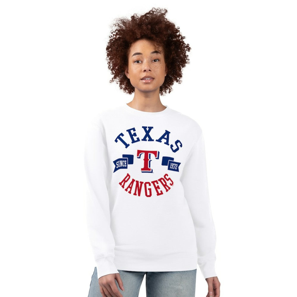 Texas Rangers G-III 4Her by Carl Banks Women's Team Logo Fleece Pullover Sweatshirt - White - MLB Discount