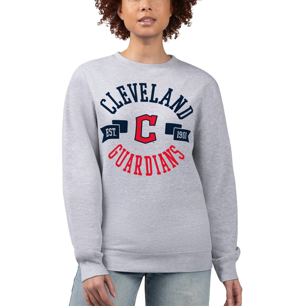 Cleveland Guardians G-III 4Her by Carl Banks Women's Team Logo Fleece Pullover Sweatshirt - Heather Gray - MLB Discount