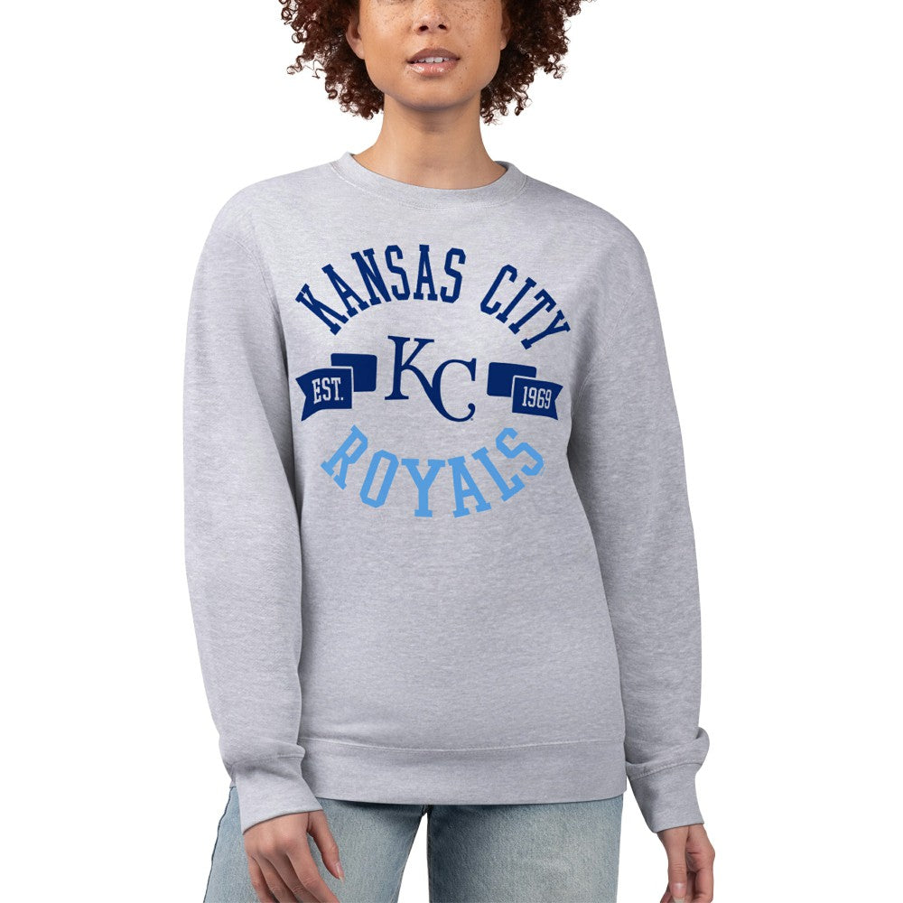Kansas City Royals G-III 4Her by Carl Banks Women's Team Logo Fleece Pullover Sweatshirt - Heather Gray - MLB Discount