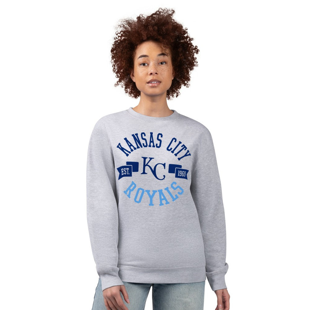 Kansas City Royals G-III 4Her by Carl Banks Women's Team Logo Fleece Pullover Sweatshirt - Heather Gray - MLB Discount