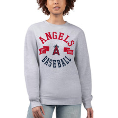 Los Angeles Angels G-III 4Her by Carl Banks Women's Team Logo Fleece Pullover Sweatshirt - Heather Gray - MLB Discount