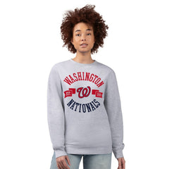 Washington Nationals G-III 4Her by Carl Banks Women's Team Logo Fleece Pullover Sweatshirt - Heather Gray - MLB Lifestyle