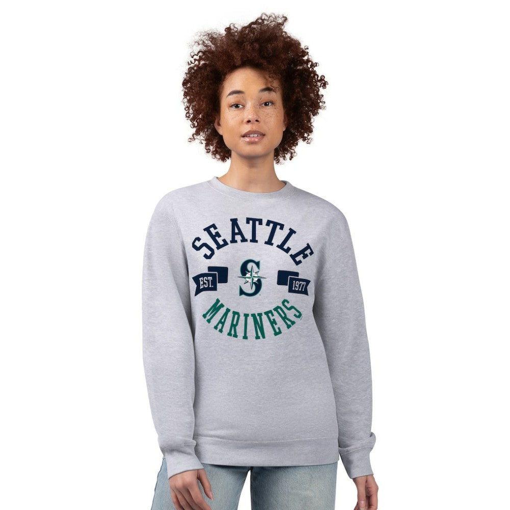 Seattle Mariners G-III 4Her by Carl Banks Women's Team Logo Fleece Pullover Sweatshirt - Heather Gray - MLB Lifestyle