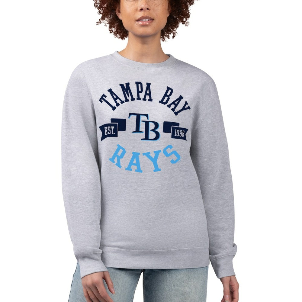 Tampa Bay Rays G-III 4Her by Carl Banks Women's Team Logo Fleece Pullover Sweatshirt - Heather Gray - MLB Sale