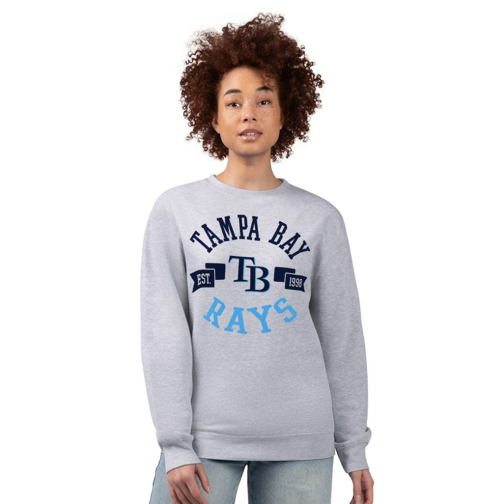 Tampa Bay Rays G-III 4Her by Carl Banks Women's Team Logo Fleece Pullover Sweatshirt - Heather Gray - MLB Sale