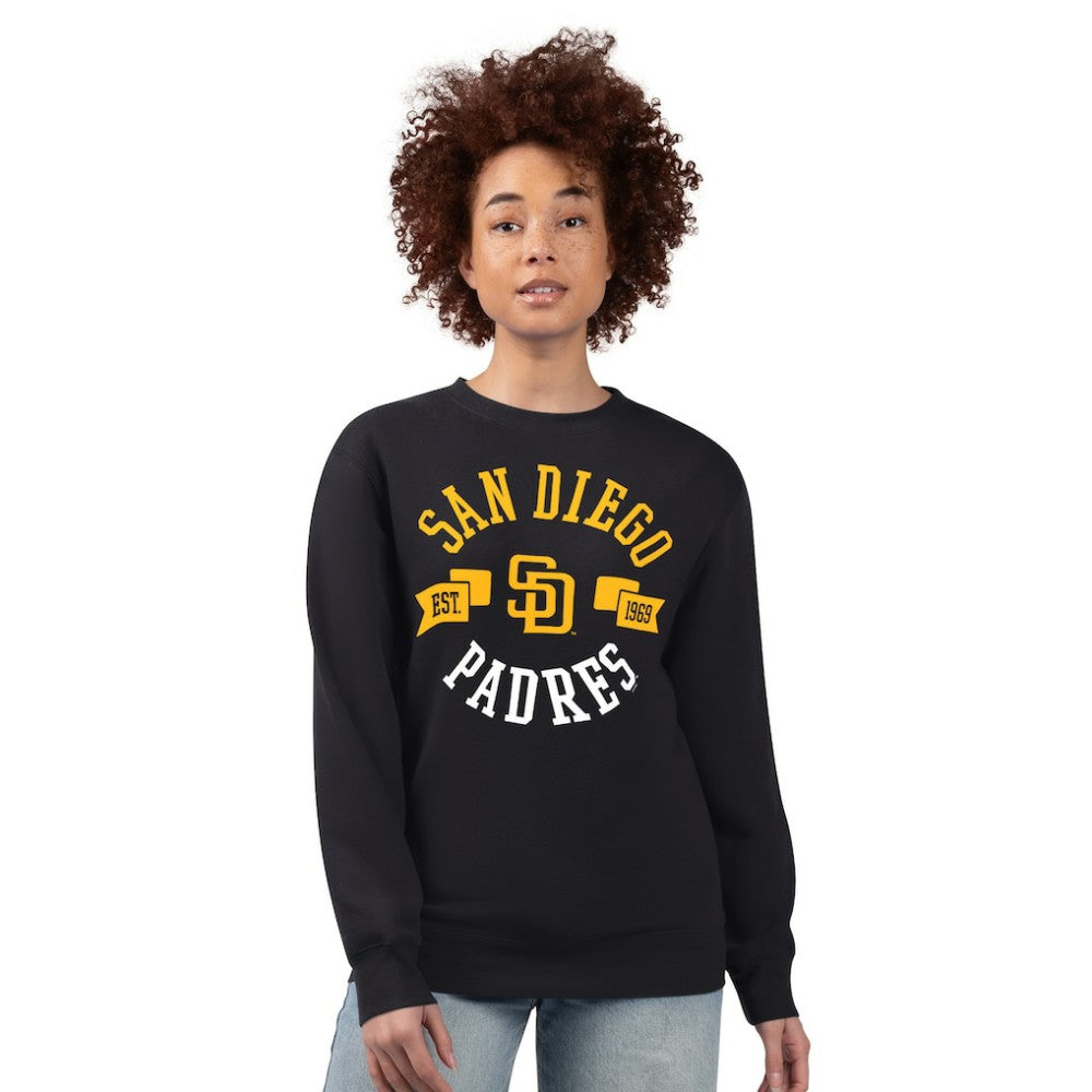 San Diego Padres G-III 4Her by Carl Banks Women's Team Logo Fleece Pullover Sweatshirt - Black - MLB on Sale