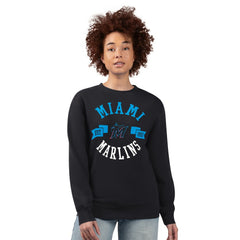 Miami Marlins G-III 4Her by Carl Banks Women's Team Logo Fleece Pullover Sweatshirt - Black - MLB Sale