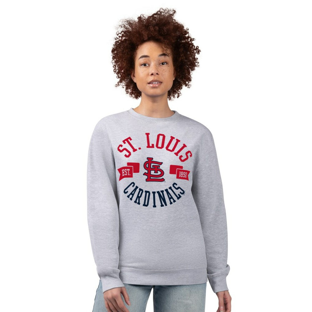 St. Louis Cardinals G-III 4Her by Carl Banks Women's Team Logo Fleece Pullover Sweatshirt - Heather Gray - MLB Sale