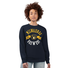 Milwaukee Brewers G-III 4Her by Carl Banks Women's Team Logo Fleece Pullover Sweatshirt - Navy - MLB on Sale