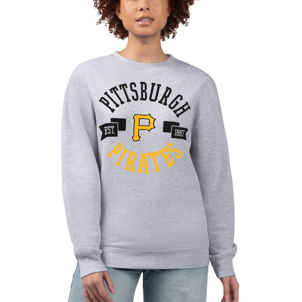 Pittsburgh Pirates G-III 4Her by Carl Banks Women's Team Logo Fleece Pullover Sweatshirt - Heather Gray - MLB Sale