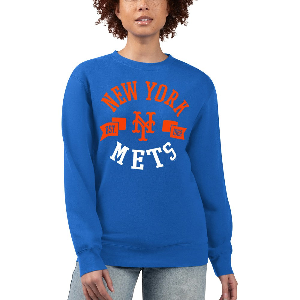 New York Mets G-III 4Her by Carl Banks Women's Team Logo Fleece Pullover Sweatshirt - Royal - MLB Lifestyle