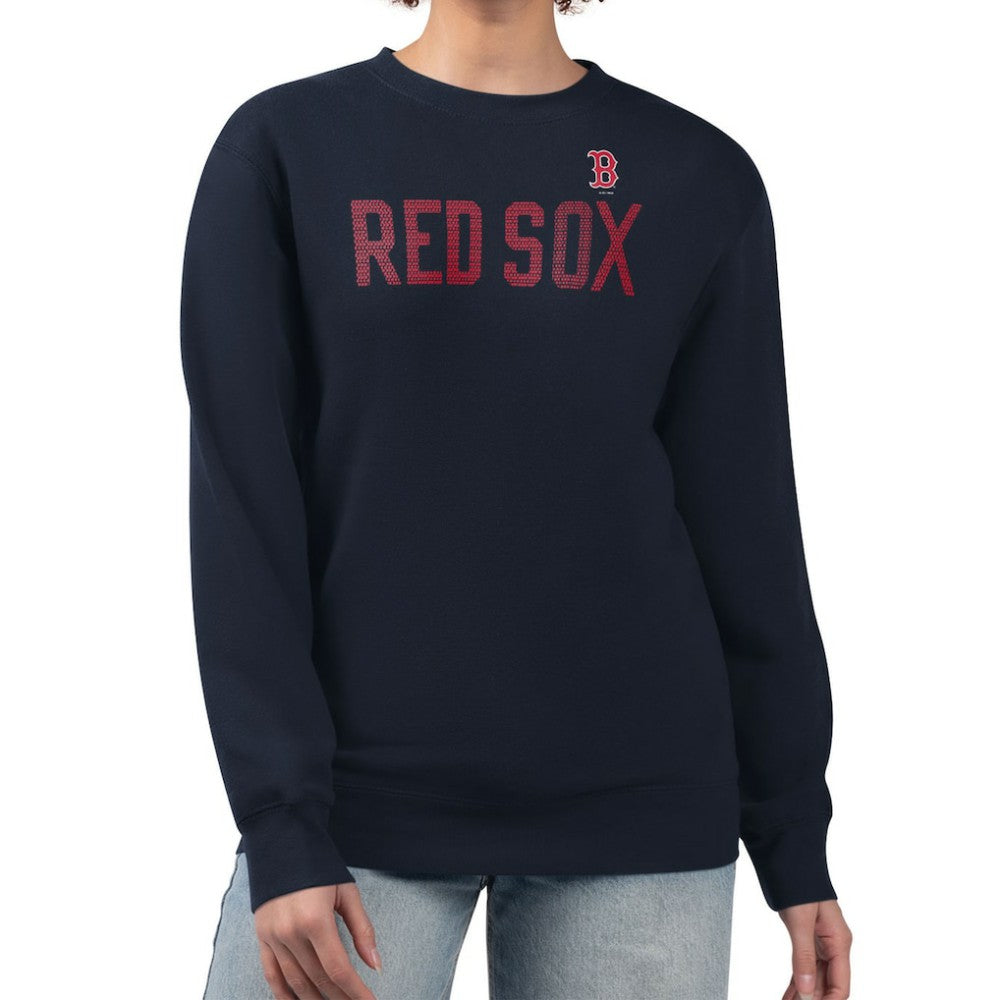 Boston Red Sox G-III 4Her by Carl Banks Women's Dot Print Team Logo Fleece Pullover Sweatshirt - Navy - MLB Discount