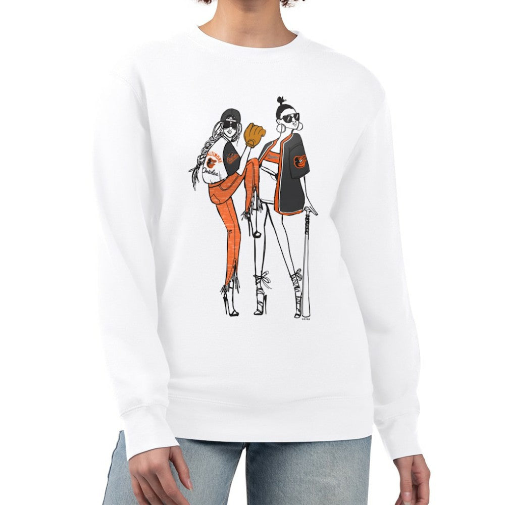 Baltimore Orioles G-III 4Her by Carl Banks Women's Baseball Girls Fleece Pullover Sweatshirt - White - MLB Sale