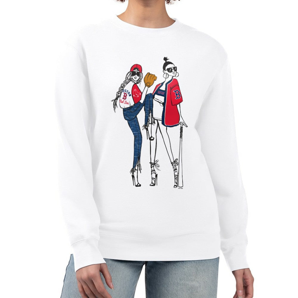 Boston Red Sox G-III 4Her by Carl Banks Women's Baseball Girls Fleece Pullover Sweatshirt - White - MLB Sale