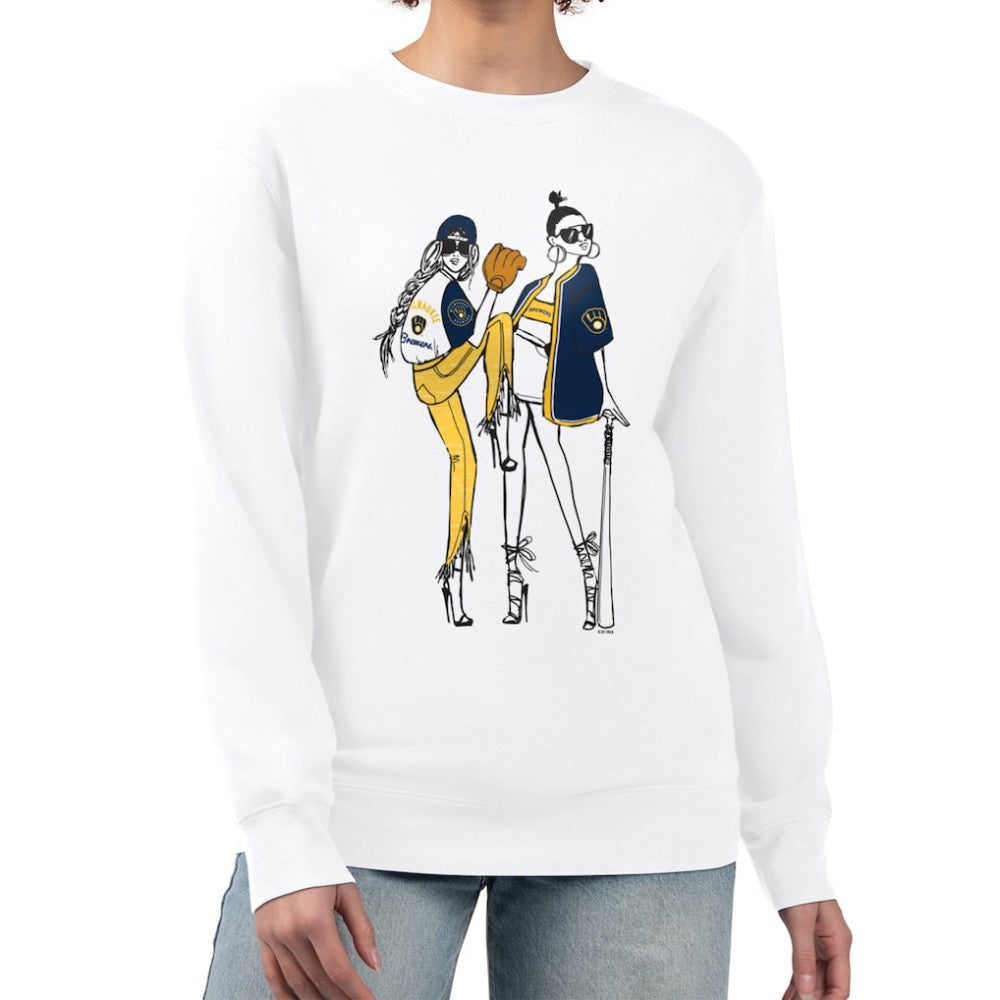 Milwaukee Brewers G-III 4Her by Carl Banks Women's Baseball Girls Fleece Pullover Sweatshirt - White - MLB Discount