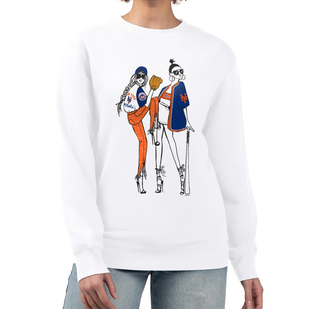 New York Mets G-III 4Her by Carl Banks Women's Baseball Girls Fleece Pullover Sweatshirt - White - MLB Discount