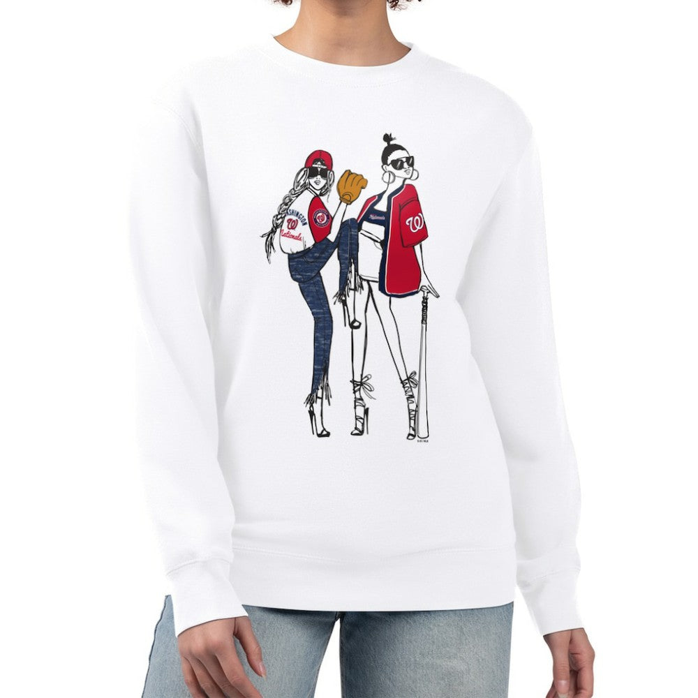 Washington Nationals G-III 4Her by Carl Banks Women's Baseball Girls Fleece Pullover Sweatshirt - White - MLB Lifestyle