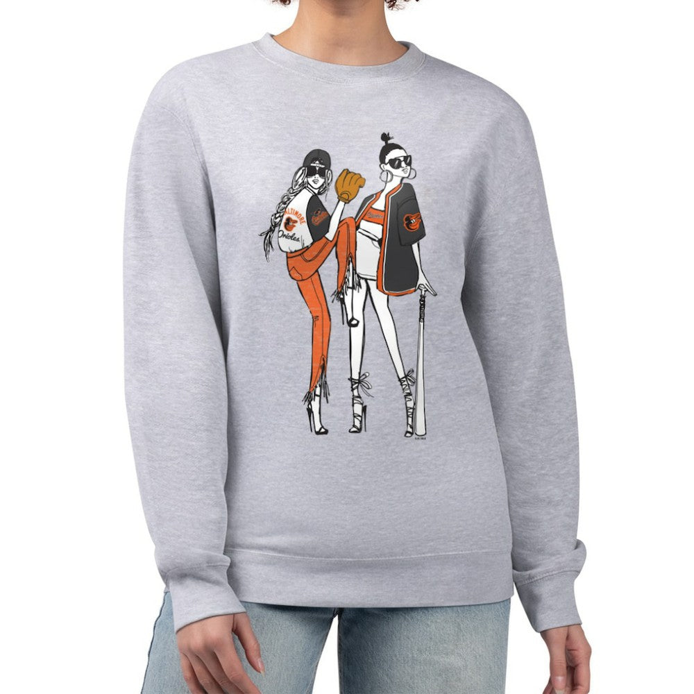 Baltimore Orioles G-III 4Her by Carl Banks Women's Baseball Girls Fleece Pullover Sweatshirt - Heather Gray - MLB Sale