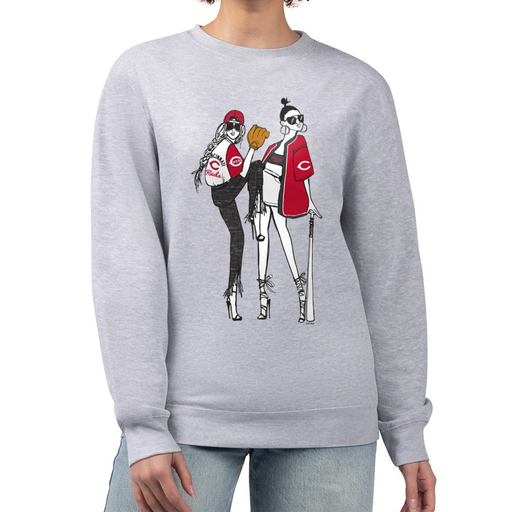 Cincinnati Reds G-III 4Her by Carl Banks Women's Baseball Girls Fleece Pullover Sweatshirt - Heather Gray - MLB Sale