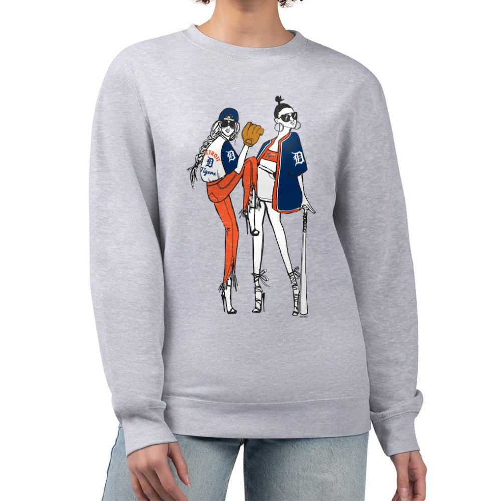 Detroit Tigers G-III 4Her by Carl Banks Women's Baseball Girls Fleece Pullover Sweatshirt - Heather Gray - MLB Sale