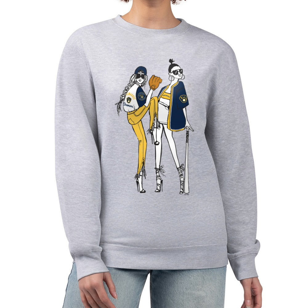 Milwaukee Brewers G-III 4Her by Carl Banks Women's Baseball Girls Fleece Pullover Sweatshirt - Heather Gray - MLB on Sale