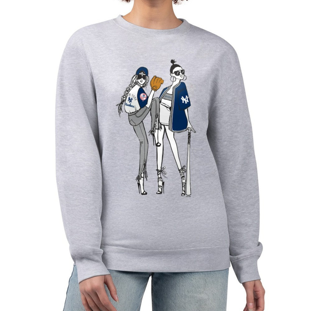 New York Yankees G-III 4Her by Carl Banks Women's Baseball Girls Fleece Pullover Sweatshirt - Heather Gray - MLB Sale