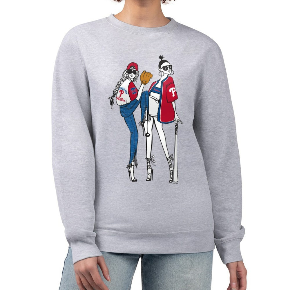 Philadelphia Phillies G-III 4Her by Carl Banks Women's Baseball Girls Fleece Pullover Sweatshirt - Heather Gray - MLB on Sale