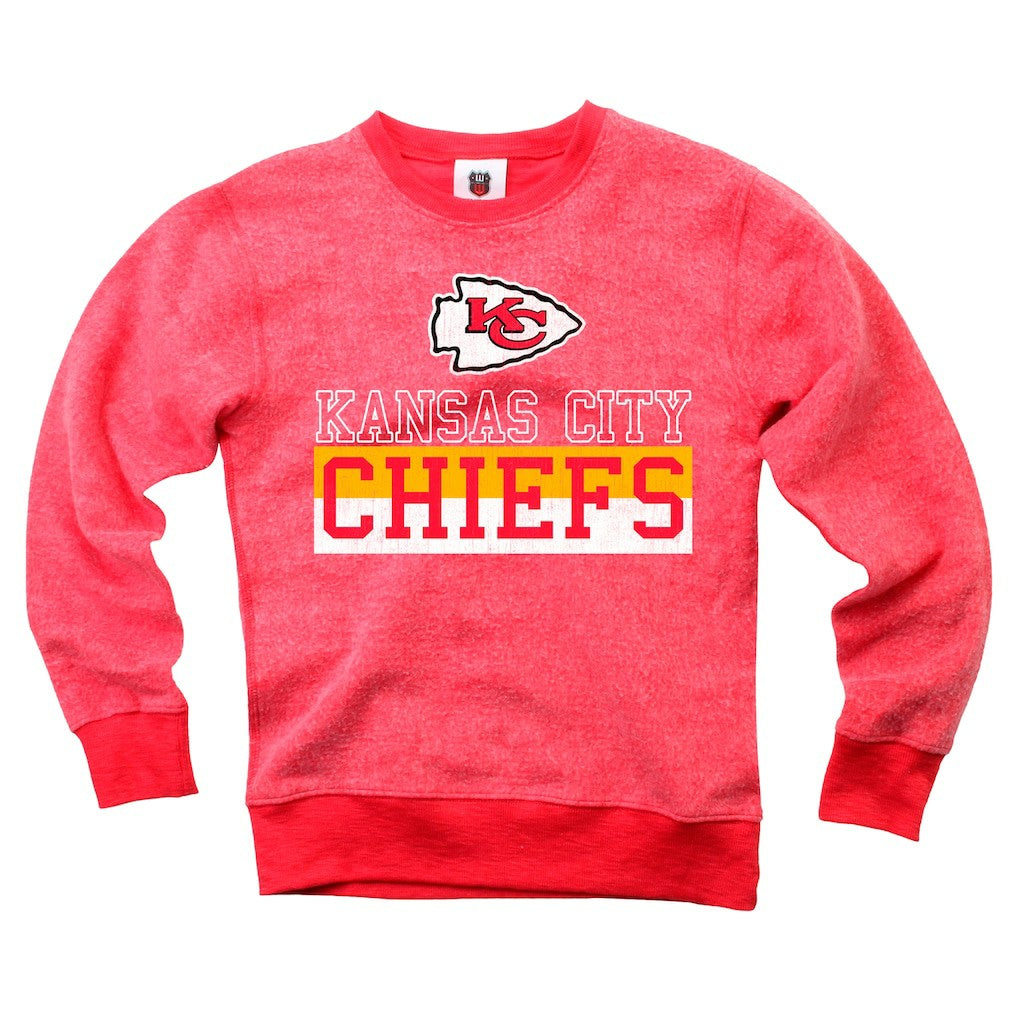 Kansas City Chiefs Wes & Willy Youth Reversible Fleece Pullover Sweatshirt Red