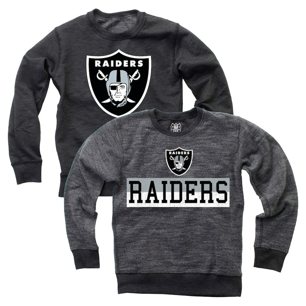 Las Vegas Raiders Wes & Willy Youth Reversible Fleece Pullover Sweatshirt Black
