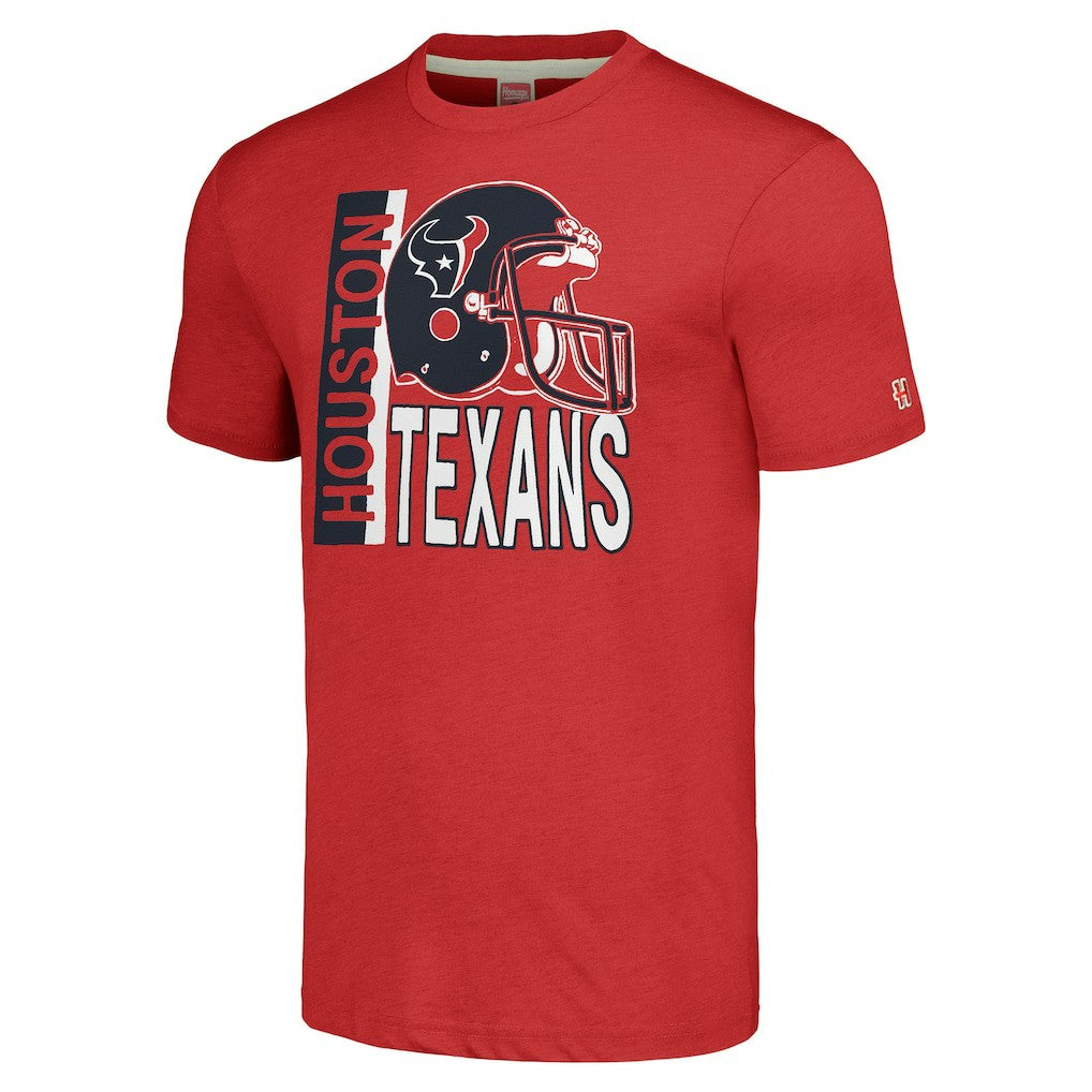 Houston Texans Homage Unisex Helmet Stripe Tri-Blend T-Shirt Red