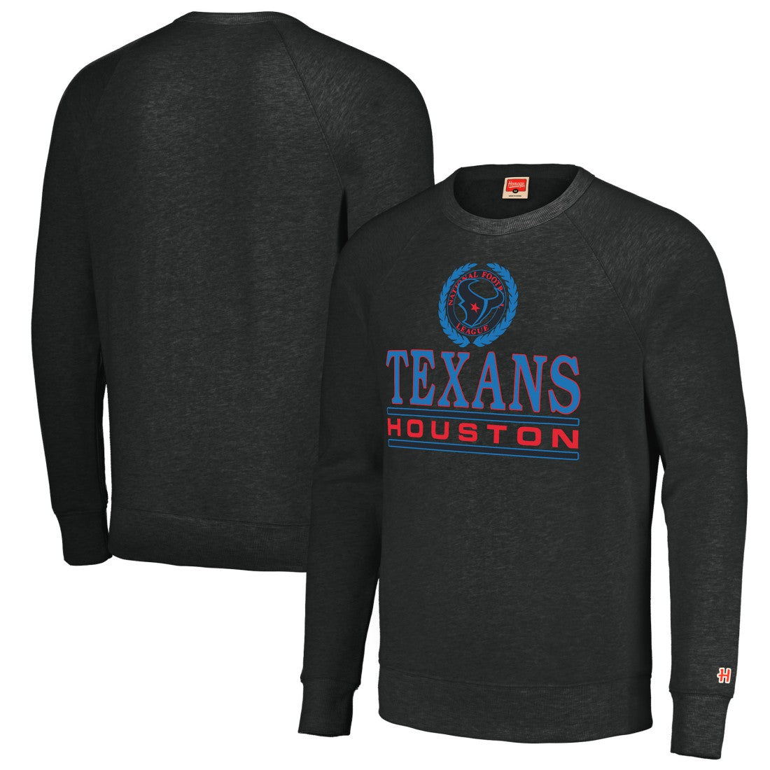 Houston Texans Homage Unisex Color Rush Crest Tri-Blend Pullover Sweatshirt Charcoal
