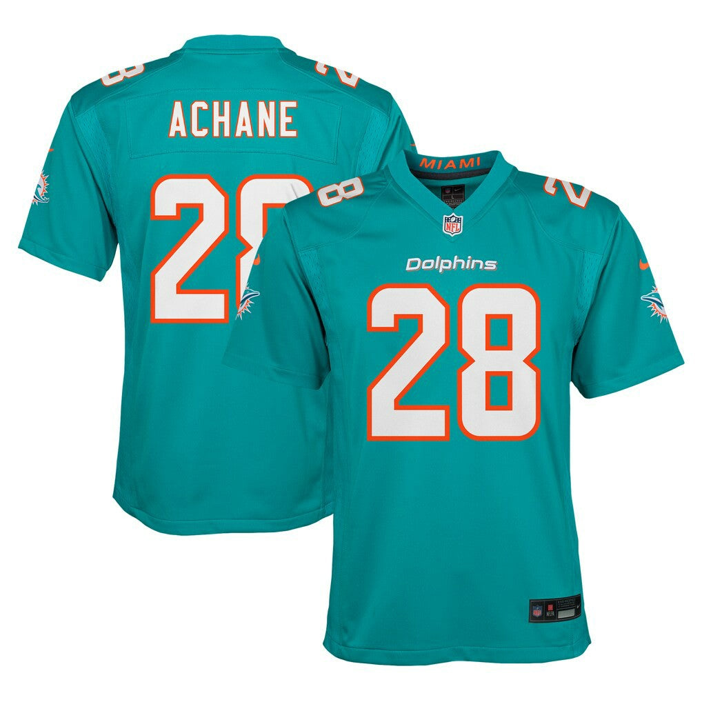 Nike De’Von Achane Miami Dolphins Youth Game Jersey Aqua