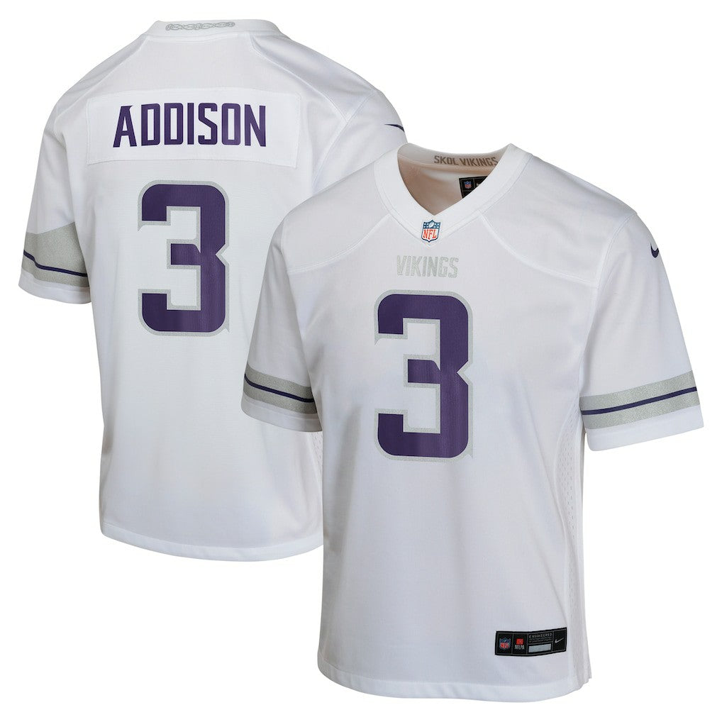 Nike Jordan Addison Minnesota Vikings Youth Game Jersey White