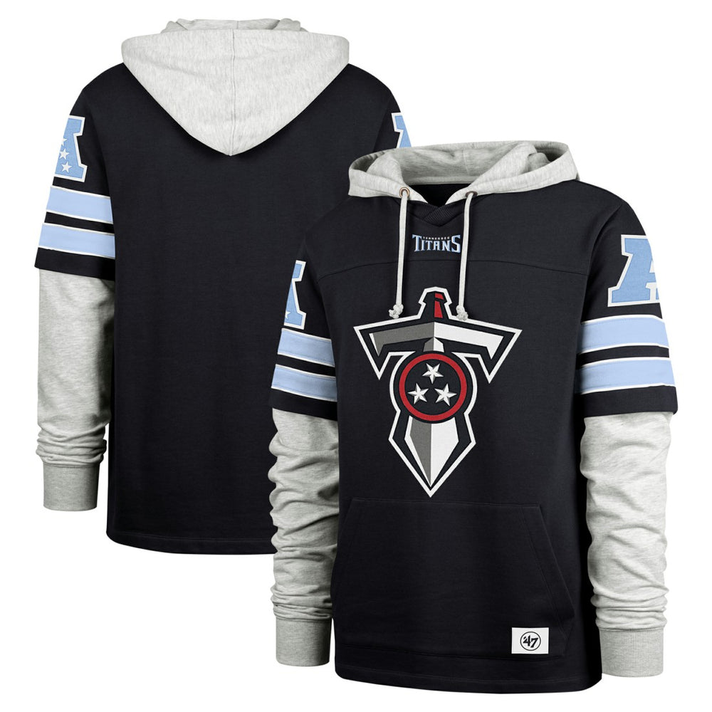 47 brand Tennessee Titans '47 Double Header Blitz Cornerback Pullover Hoodie Navy