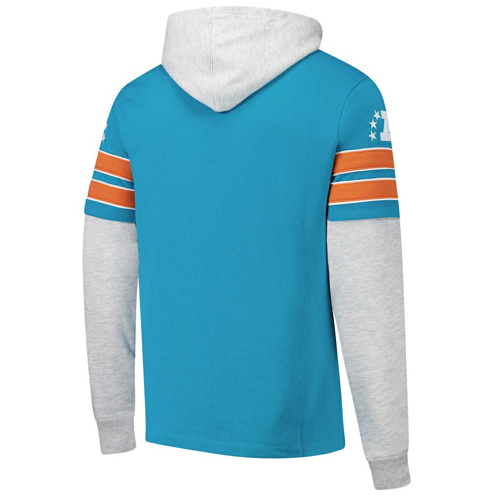 47 brand Miami Dolphins '47 Throwback Double Header Blitz Cornerback Hoodie Aqua